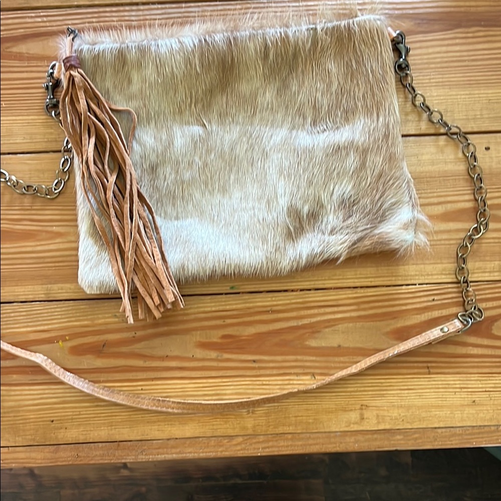 Cowhide Tan Chain Strap Bag